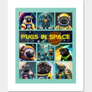 Pugs in Space- version 2 Posters and Art